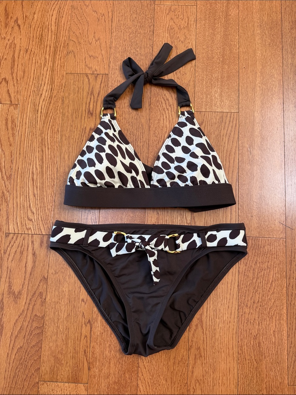 La Blanca Brown & White Animal Print Bikini Set